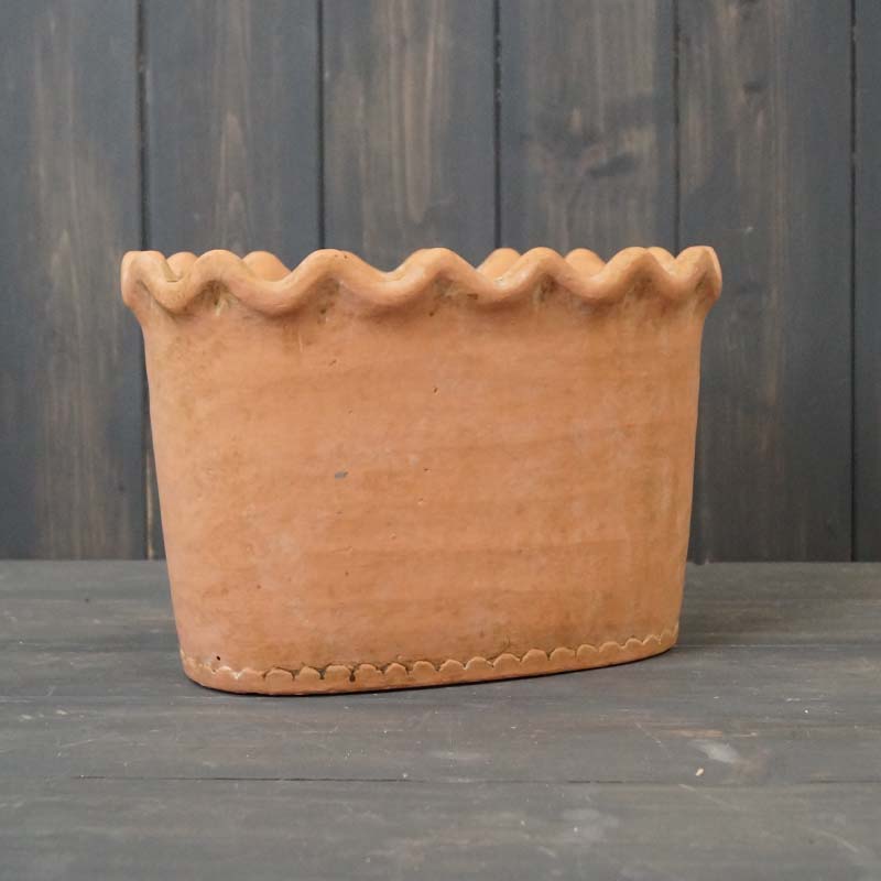 Terracotta Oval Tapered Cement Bowl (D24x12.2cm) detail page